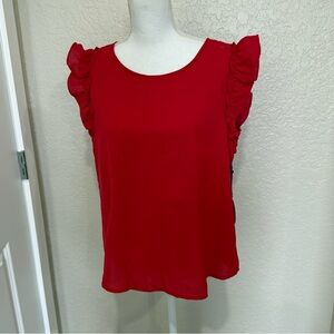 Chic Scarlet Ruffle Sleeve Blouse Size Large Casual Office Valentines